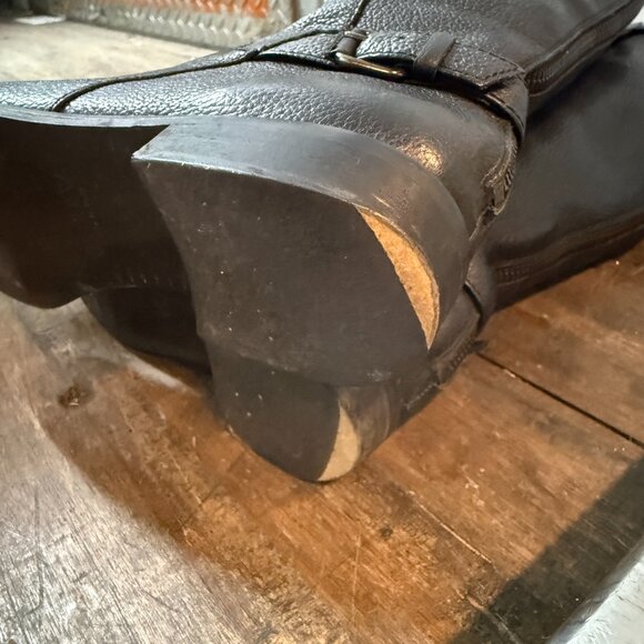 J. Crew Black Emmett Wide Calf Pebble Leather Tall Zip Boots Extended Calf 6 - Picture 12 of 13